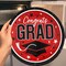 25 Count Red Graduation Supplies 9 Inch Round Plates with Congrats Grad Design